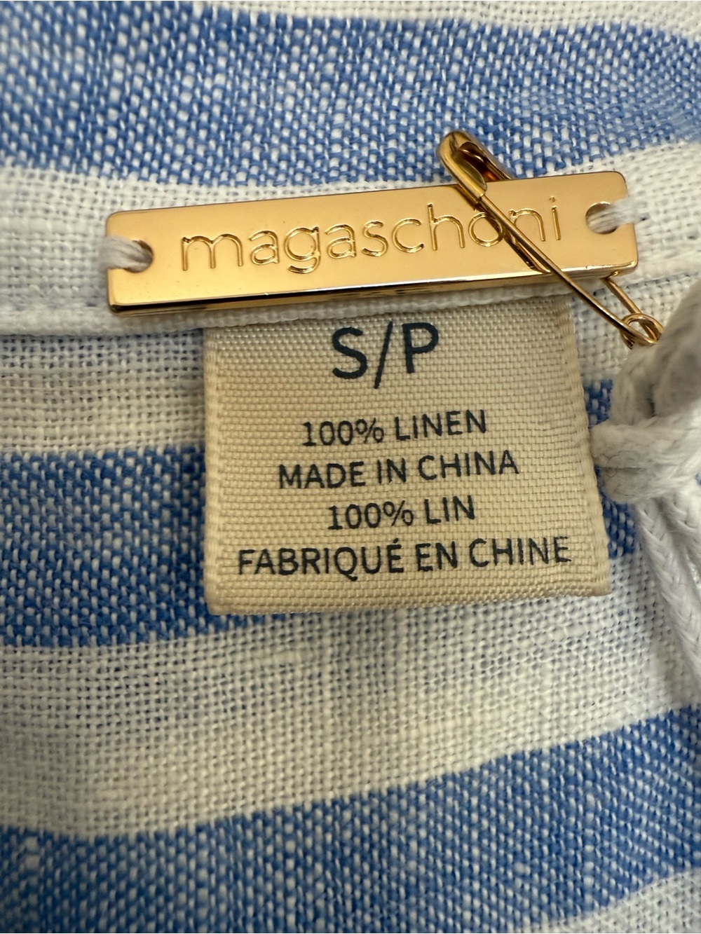 NWT Magaschoni 100% Linen Shirt Dress Blue Stripe S - Picture 4 of 6
